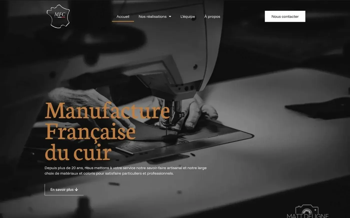 Page d’accueil du site de la Manufacture Française du Cuir